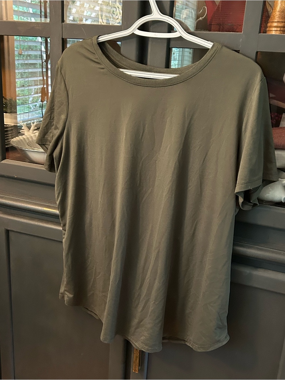 Relaxed Olive Green Short Sleeve Crewneck Quick Dry T shirt